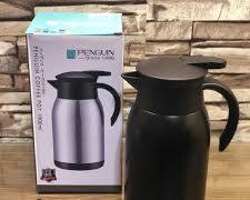 he product featured on the retail packaging is the Penguin Stainless Steel Insulated Vacuum Coffee Pot